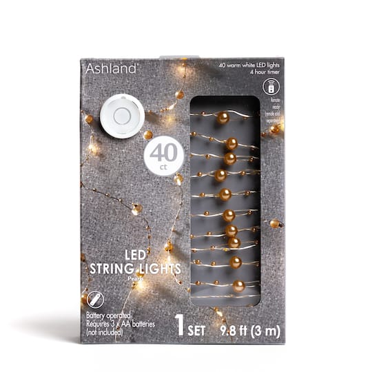 12 Pack: 40ct. Warm White Gold Pearl LED String Lights by Ashland&#xAE;